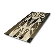 AISI SUS JIS 304 Mirror PVD Color Titanium Gold SS Sheet By Etching Surface Finishing Use For Lift Cabin Wall Decortion