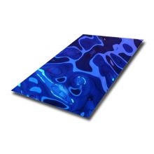 China Cheap Price Of 304 316 4x8 4x10 Size Big Wave Water Ripple Stainless Steel Corrugated Sheet In PVD Sapphire Blue Color Coated 