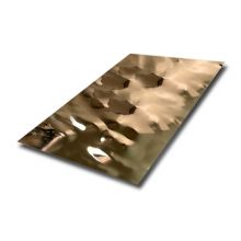 304 0.8 MM de espesor espejo PVD Color oro rosa onda grande diseño de ondulación de agua hoja de estampado de acero inoxidable