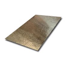 304 316 4x8 قدم PVD لون ذهبي مطلي من الفولاذ المقاوم للصدأ مطروق يدويًا ورقة نسيج لتزيين المطبخ