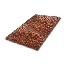 Hand Beaten Hammered Retro Texture Finish 201 304 316 Grade Red Bronze Stainless Steel Sheet For Kitchen Countertop Decor
