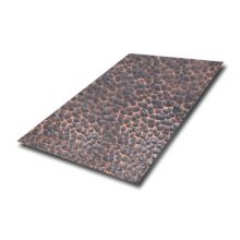 Hojas de metal ennegrecidas de bronce rojo con textura martillada batida a mano de material de acero inoxidable de grado 304 al por mayor