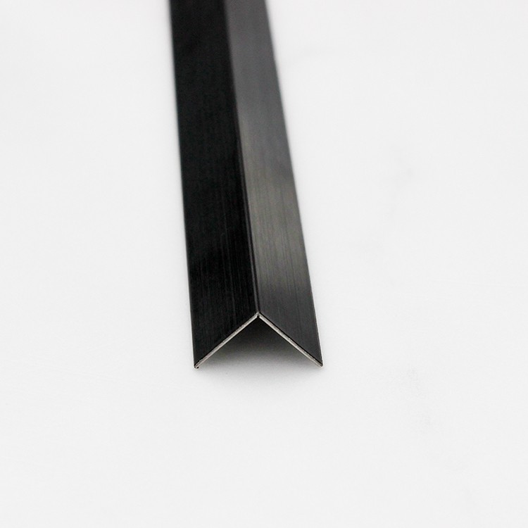 304 no grooving round conrners hairline stainless steel L type profile section in PVD black color coating