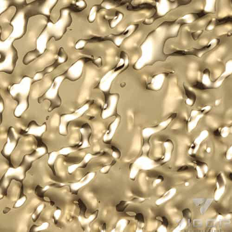 304 PVD Champagne Gold Color Mirror Water Ripple Effect Stainless Steel Ceiling Panel