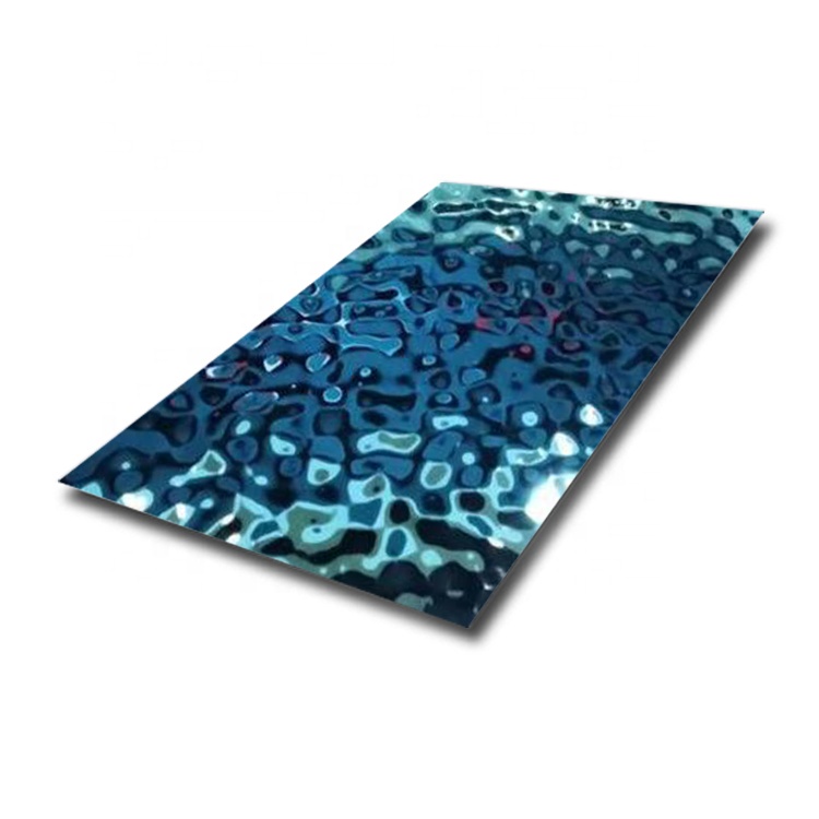 304 4x8Ft Size Middle Wave PVD Sky Blue Color Coated Water Ripple Stainless Steel Sheet For Indoor Swimming Pool Ceiling Decoration