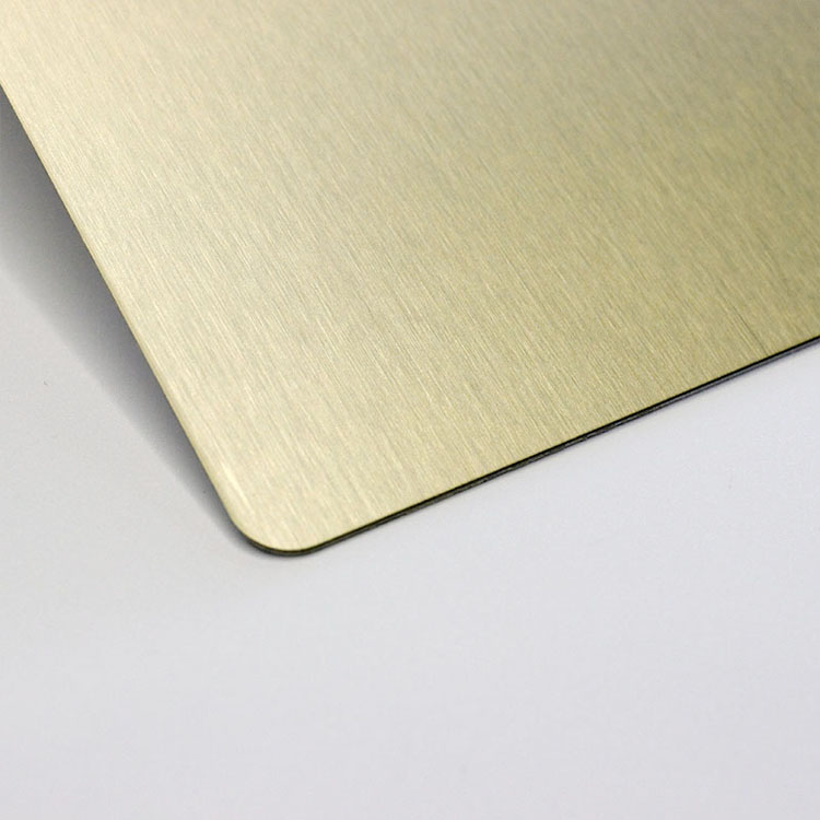 Decorative champagne gold colored stainless steel plate aisi 304 2mm No.4/#4 brush finished