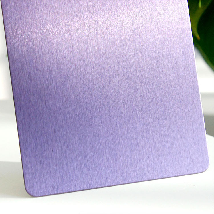 Custom Color SS304 Mill Test Hl No.4 Stainless Steel Sheets in PVD Violet Color Coated
