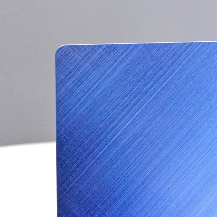 High-End Stainless Steel Decorative Materials 304 SS Brush Cross Hairline Finsh Sheet In PVD Sapphire Blue Color Coating