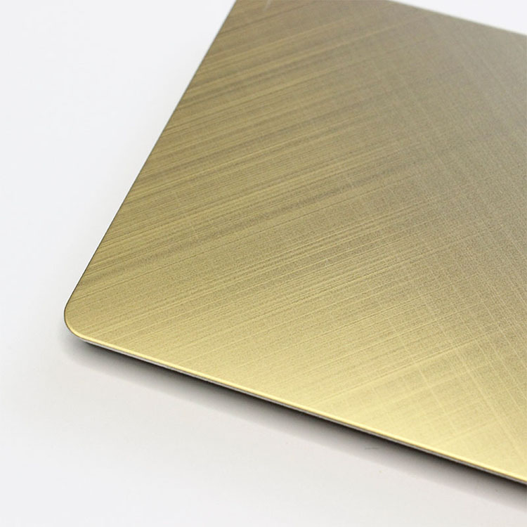 AISI ASTM SUS 201 304 316 430 Cross Hairline Finish Titanium Golden Colored SS Sheet Supplier In India