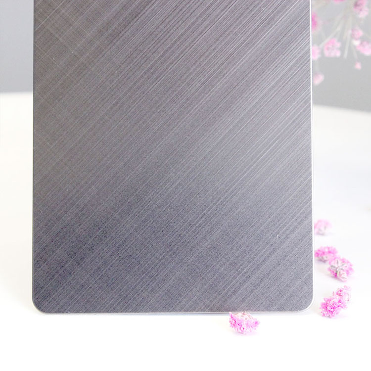 China Cheap Price Of 304 Cross Hairline Metal Texture Stainless Steel Sheet 4'X8' Grey Color Plated