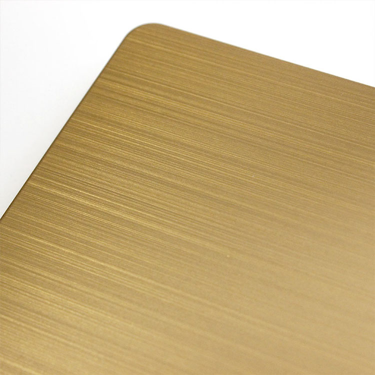 SS 304 Hairline Surface Finish 0.8MM 4 By 8 Sheet Of Stainless Steel In PVD Yellow Rose Color Coating