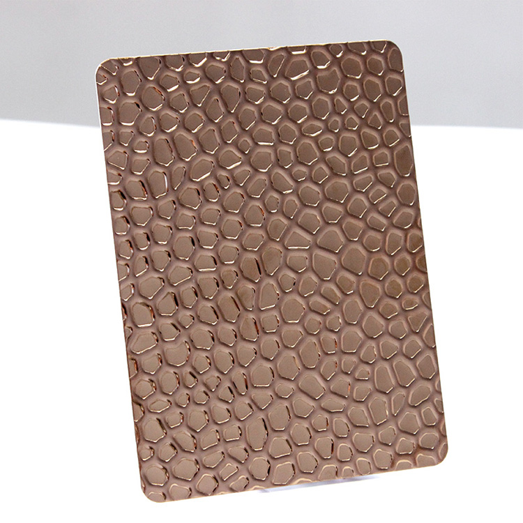 304 316 430 Honeycomb Texture Mirror PVD Rose Gold Coated Stainless Steel Stamped Sheet For Wall And Pillar Decoration
