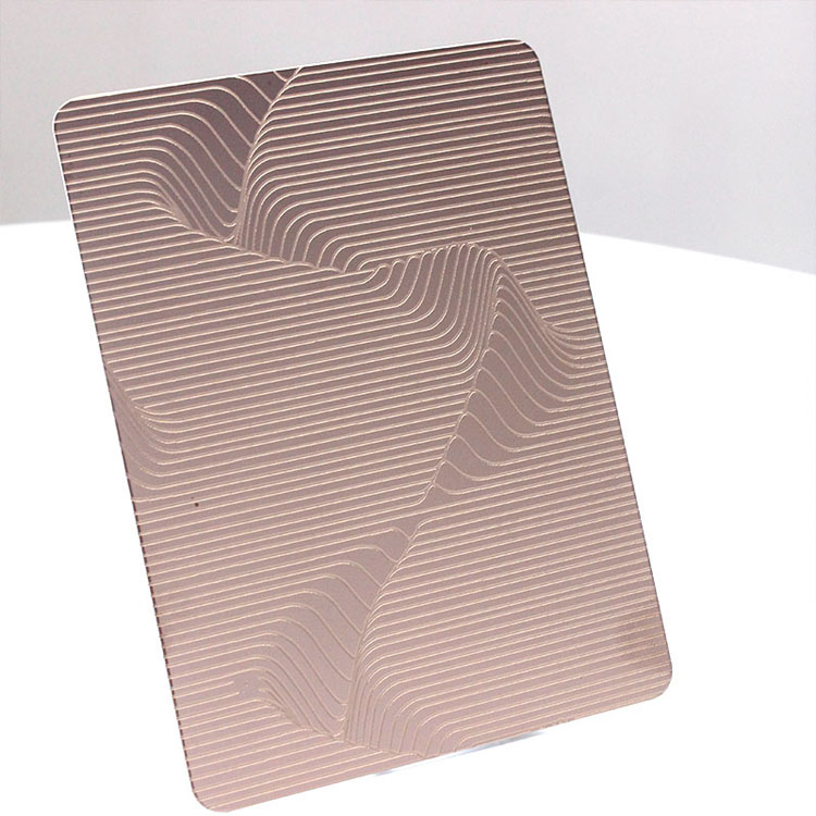 201 304 316 Grade Mirror PVD Rose Gold Colored Stainless Steel Etching Sheet With Seahorse Pattern Coated