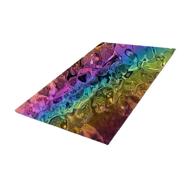 304 316 PVD Mirror Rainbow Color Water Ripple 4x8 Sheet Of Stainless Steel For Interior Decoration