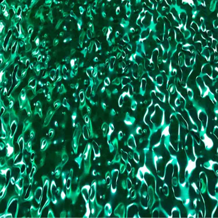 304 0.8mm thick mirror PVD green color stainless steel sheet with small ripple patterns 
