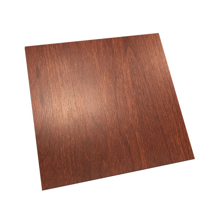 Wood Grain Pattern Series AISI 304 Mahogany Texture Stainless Steel Laminate Sheet For Countertops