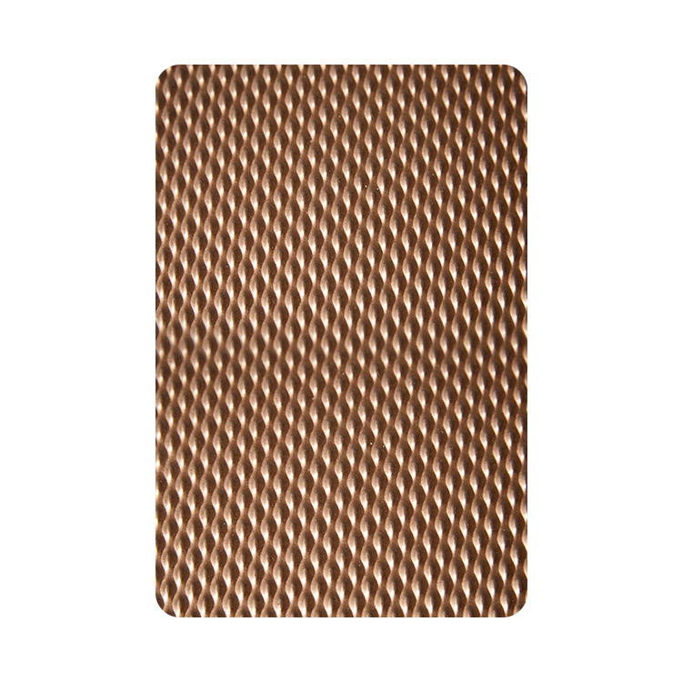 Factory Price 304 0.5MM-1.5MM Thickness 6WL Pattern Stainless Steel Metal Embossing Sheet In PVD Chocolate Color Coated