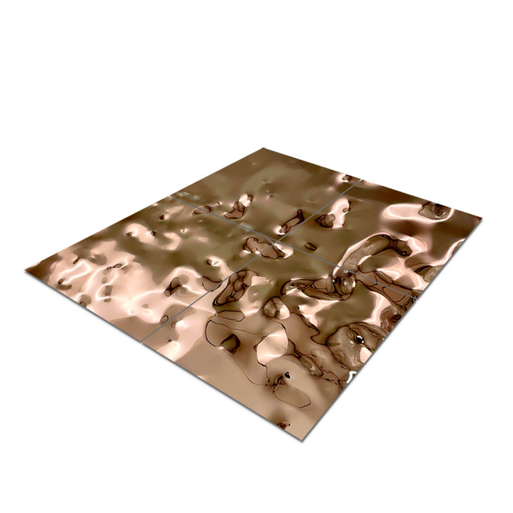 Supply AISI 304 316 Medium Ripple Mirror PVD Rose Gold Color Coated Stainless Steel Water Ripple Sheet