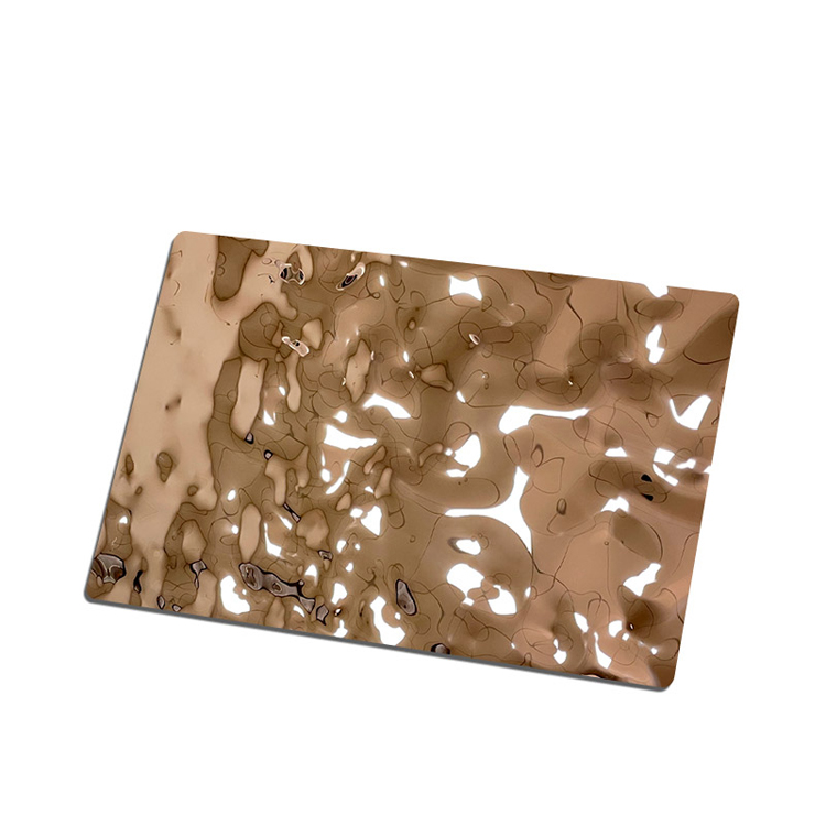 Supply AISI 304 316 Medium Ripple Mirror PVD Rose Gold Color Coated Stainless Steel Water Ripple Sheet