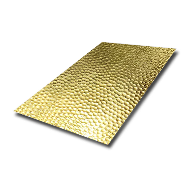 Grade 201 304 316 Hand Hammered Texture Brass Color Stainless Steel Hammered Metal Sheet